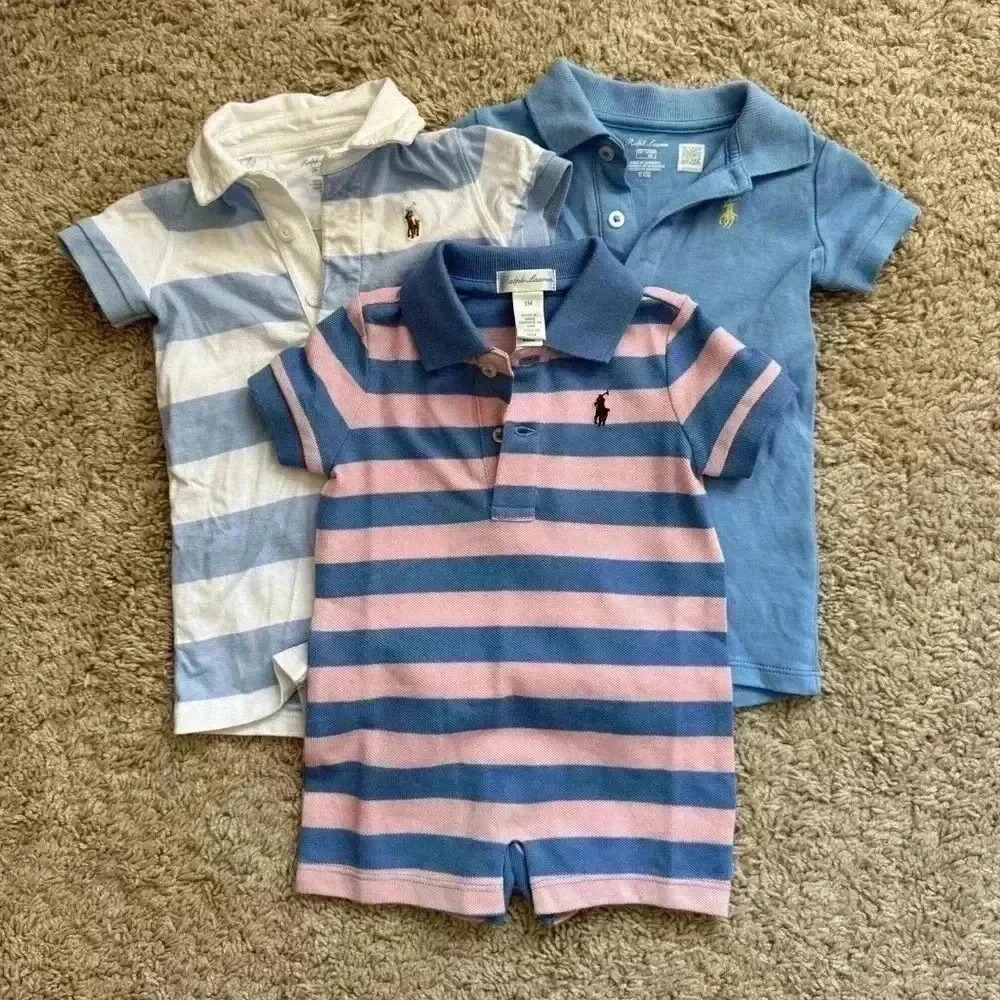 Ralph Lauren Lot of 3 Baby Boy One Pieces 3M